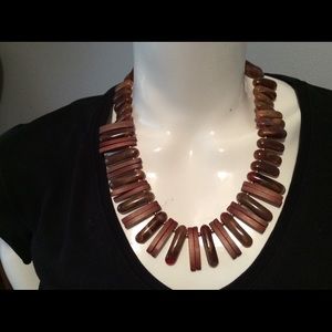 Brown fringe statement necklace